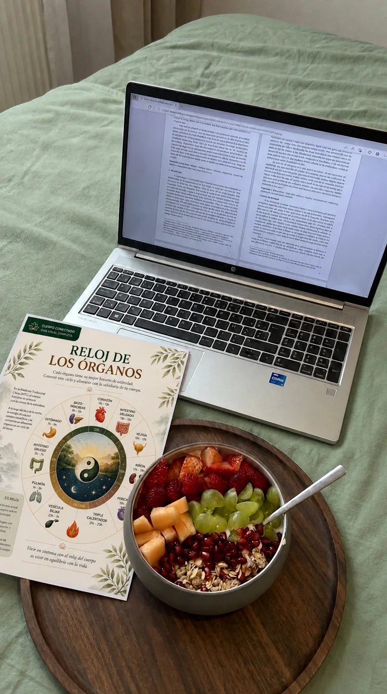 Cliente estudiando Cuerpo Conectado con material impreso